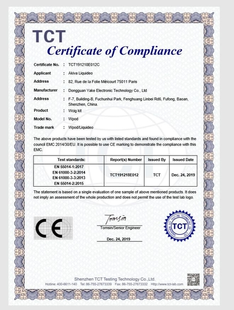 China VFREED TECH LIMITED zertifizierungen